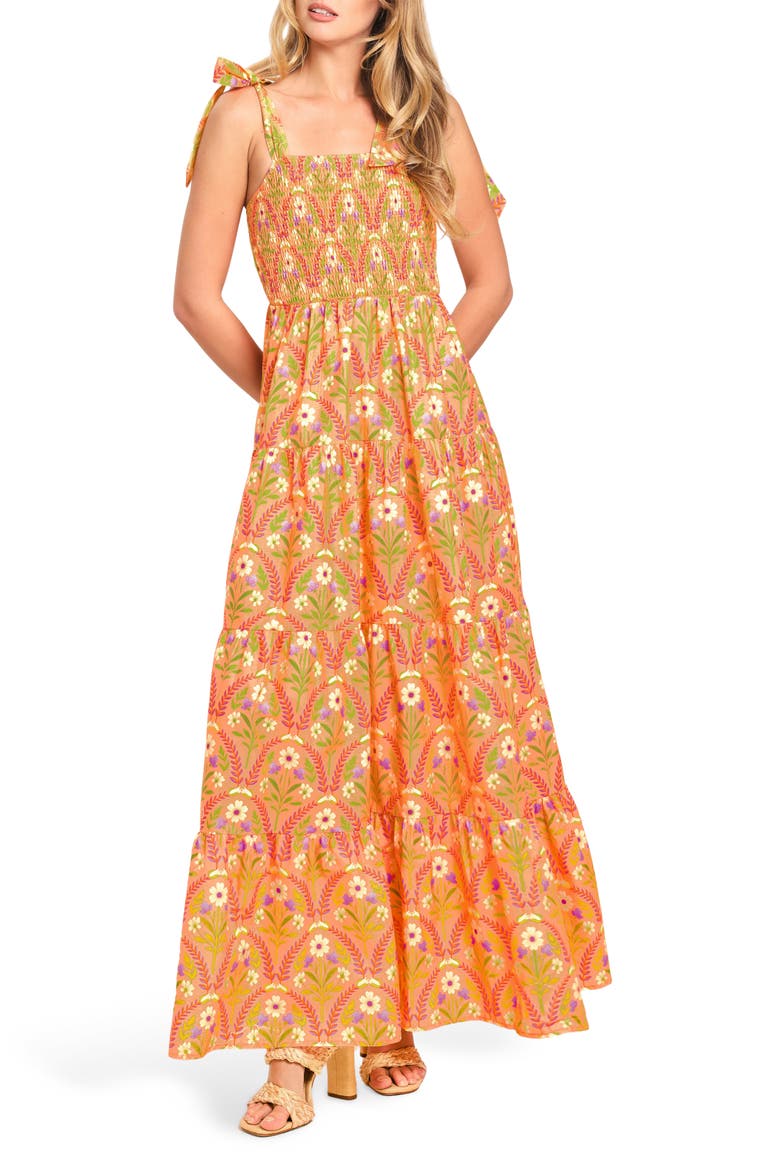 Smocked Maxi Dress, Main, color, ORANGE