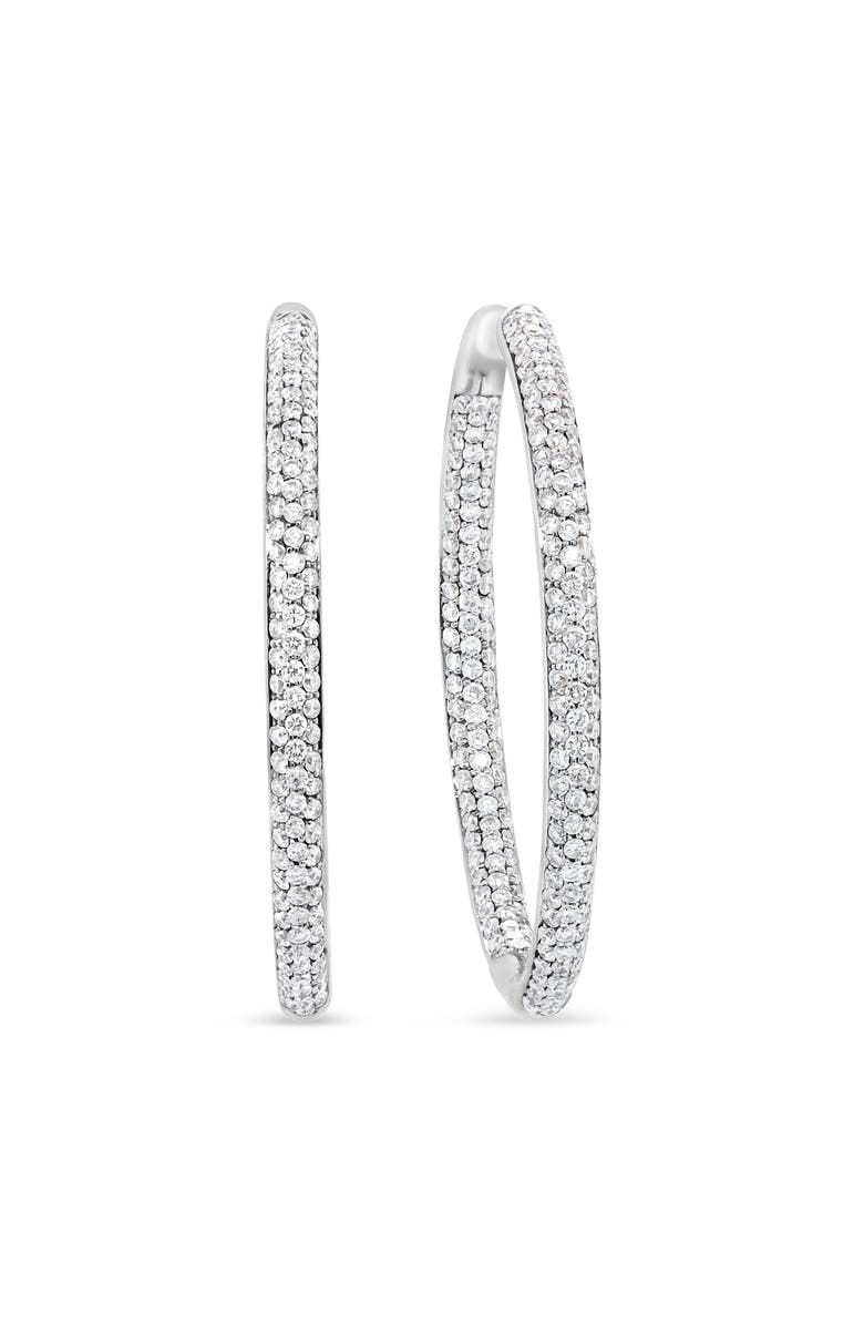 Haus of Brilliance 18K White Gold 2.00 Cttw Round-Cut Diamond Inner-Outer Hoop Earrings, Alternate, color, White