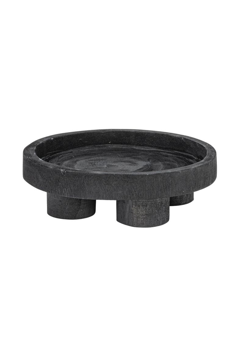 Paulownia Wood Pedestal Tray, Main, color, Black