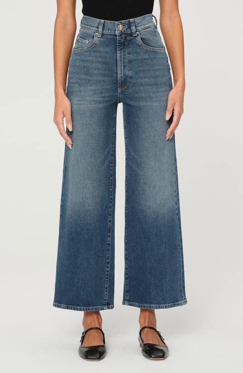 Hepburn High Waist Ankle Wide Leg Jeans (Seagate)