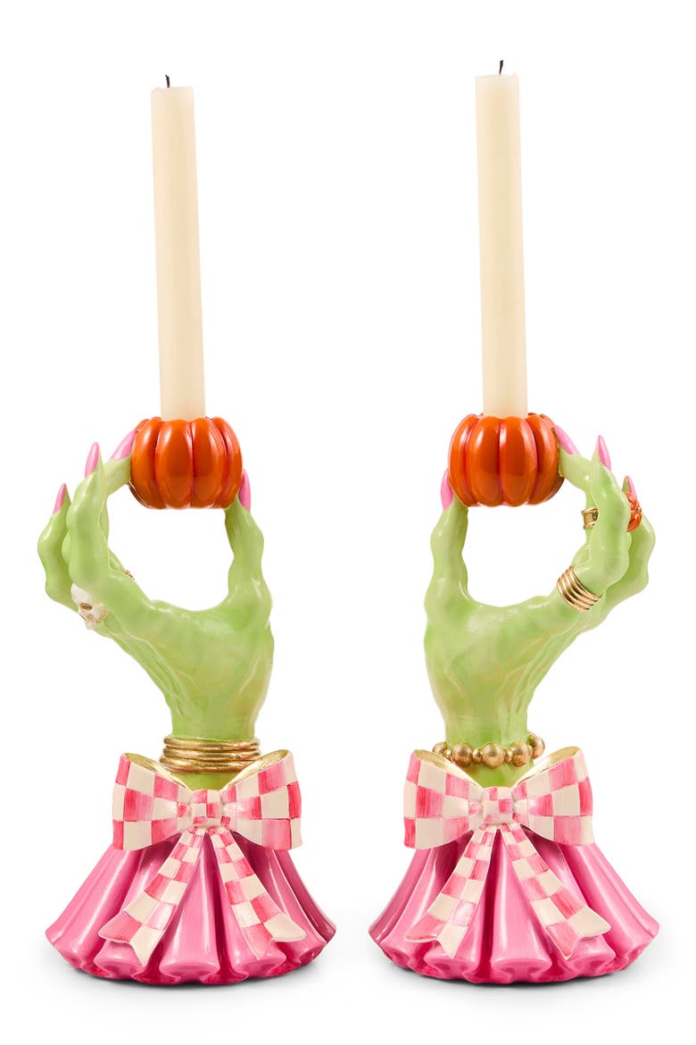 Set of 2 Glam-O-Ween Hand Candle Holders, Main, color, MULTI