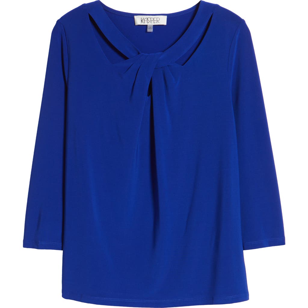 Kasper Ity 3q Twist Neck Top In Royal Signature