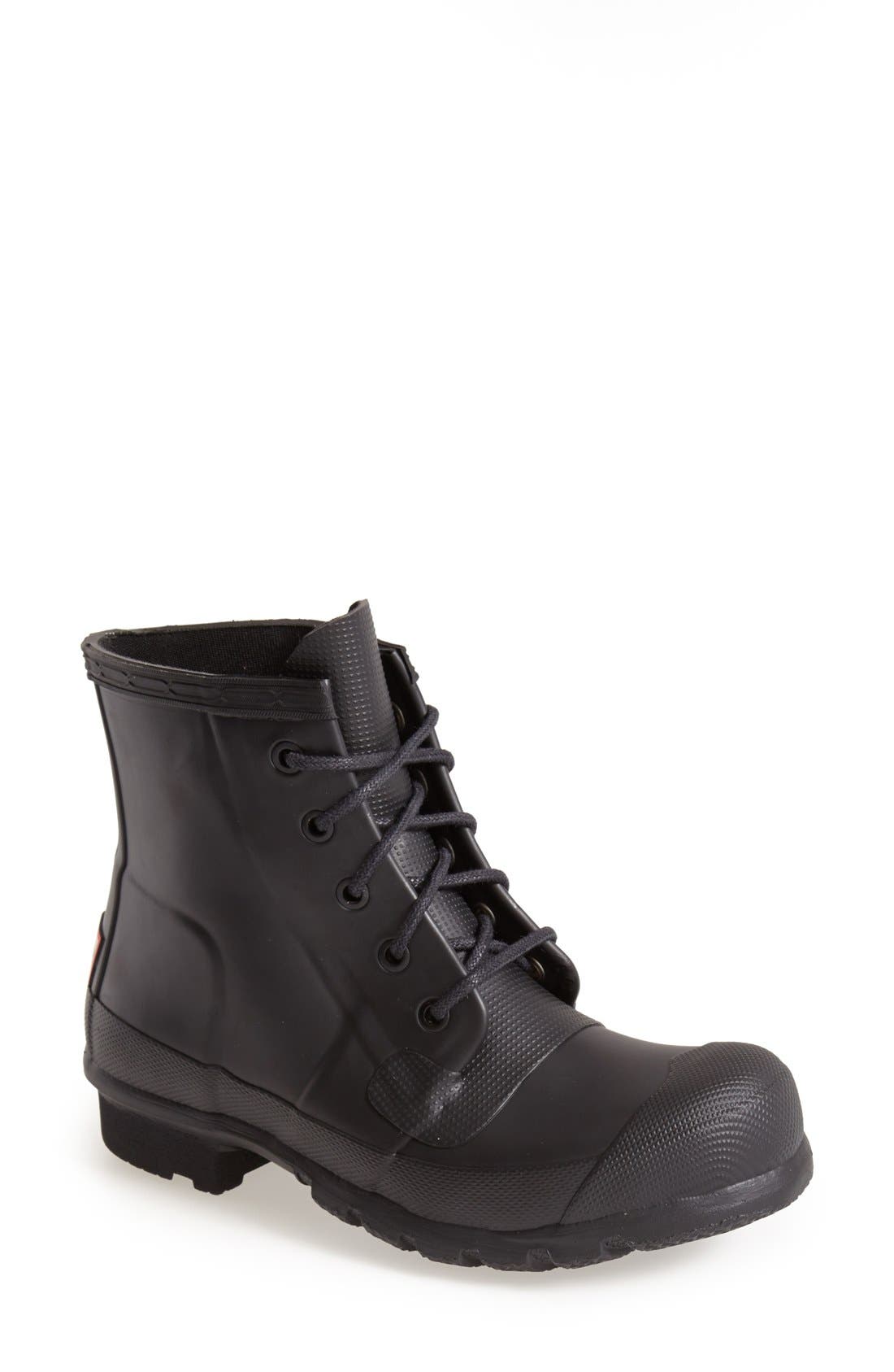 'Original' Lace-Up Rain Boot, Main, color, BLACK