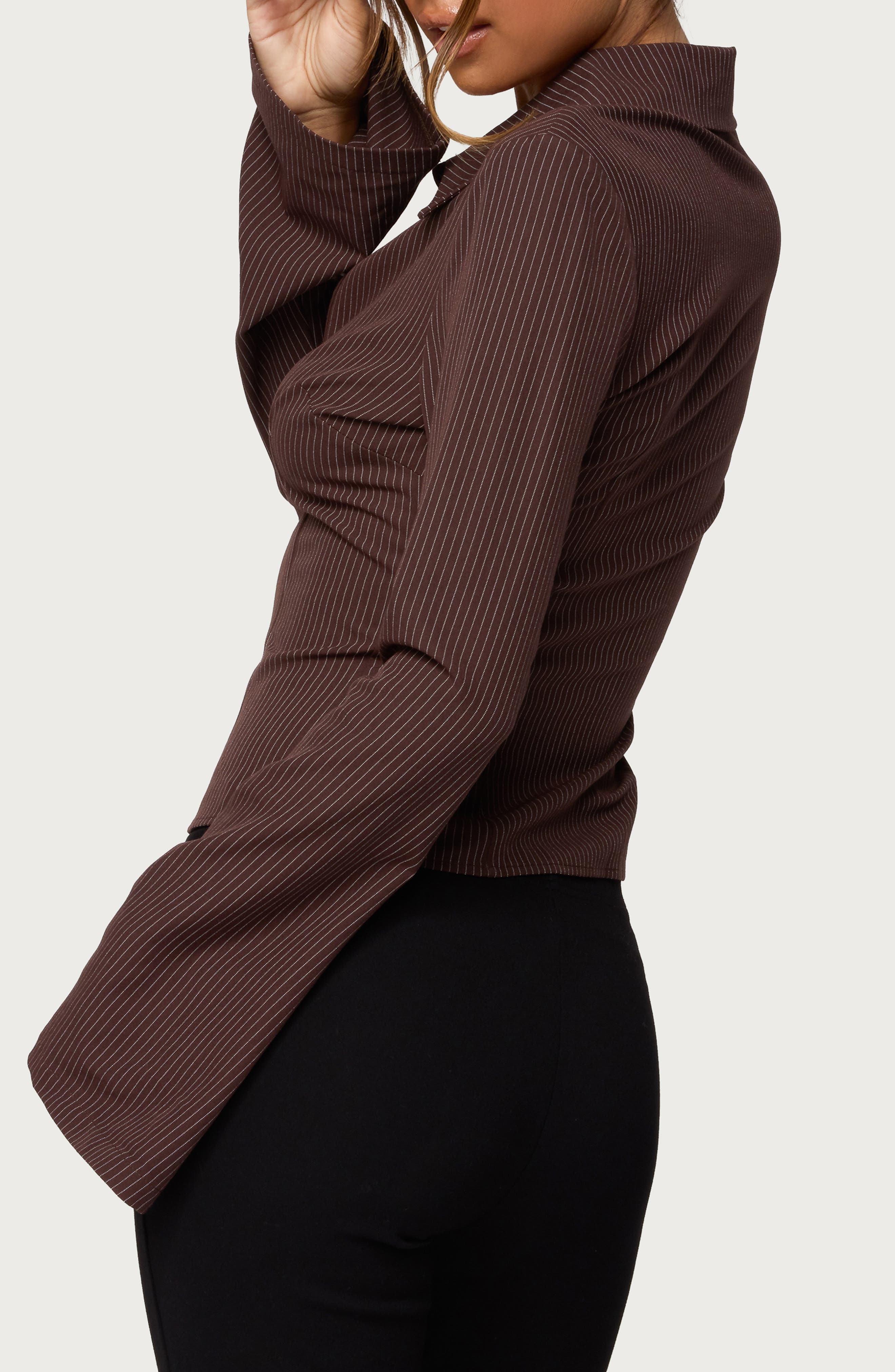 EDIKTED Pinstripe Tailored Button-Up Shirt — фото 2