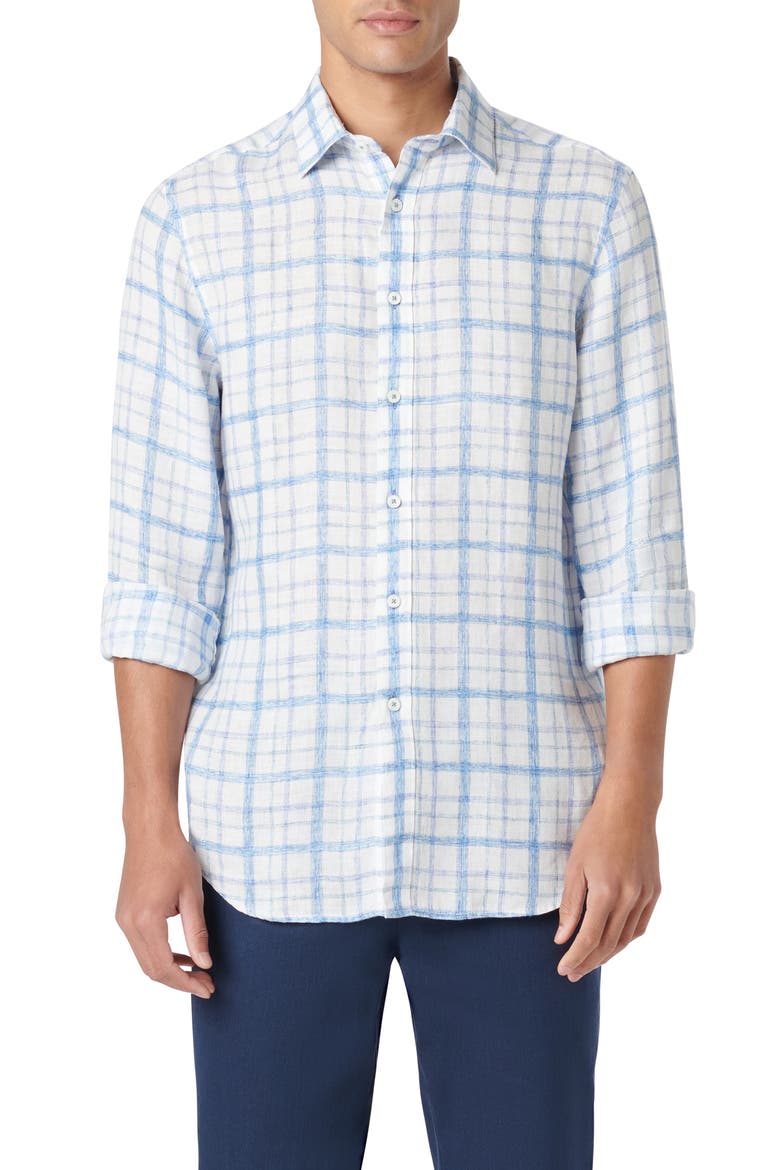 Julian OoohCotton® Linen Button-Up Shirt, Main, color, CLASSIC BLUE