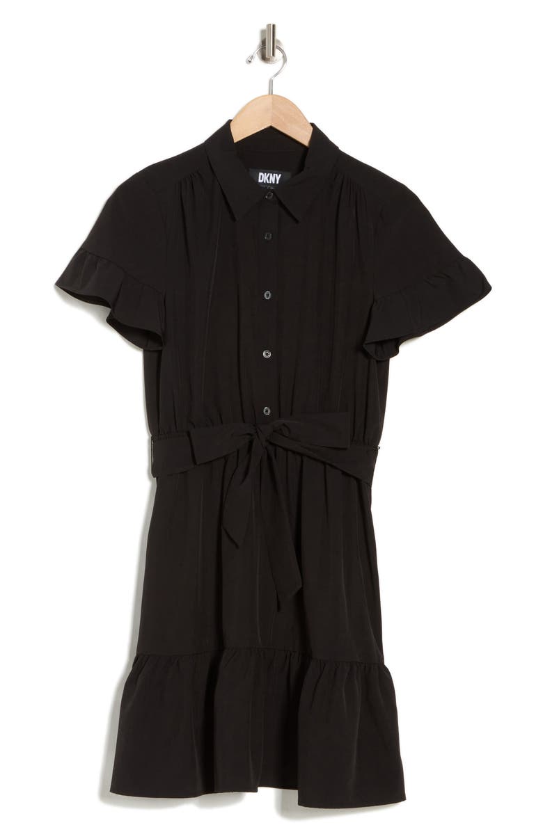 DKNY Tie Waist Ruffle Hem Dress, Alternate, color,