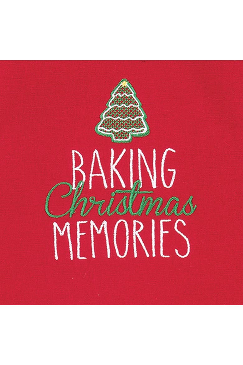 15" x 20" Christmas "Baking Christmas Memories" Children's Embroidered Cooking Apron w/ Tying Straps, Alternate, color, Red