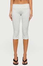 EDIKTED Eloisa Polka Dot Foldover Capri Pants