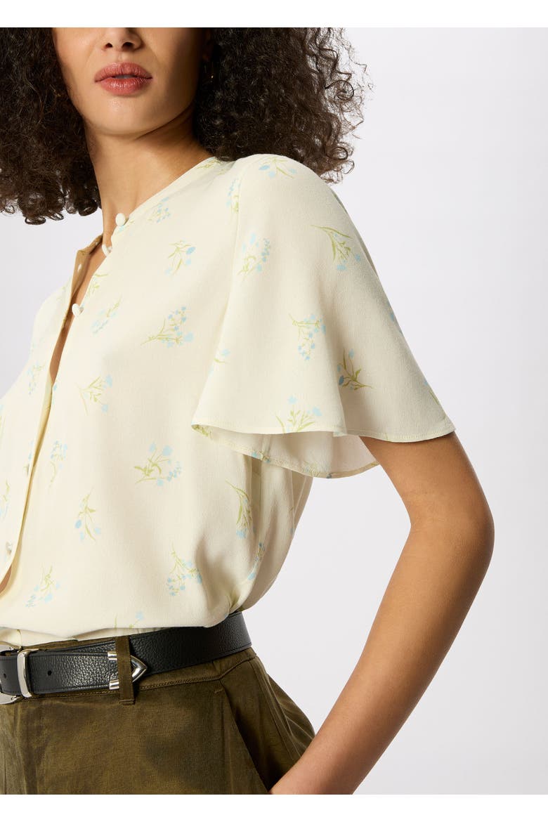 Floral Button Front Shirt, Alternate, color, Ivory/Multi