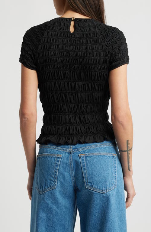 Nation Ltd Sissi Smocked Top In Jet Black