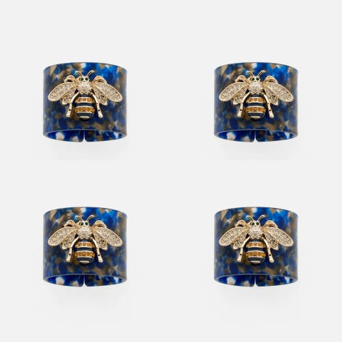 Joanna Buchanan Stripey Bee Resin Napkin Rings, Set Of Four In Blue