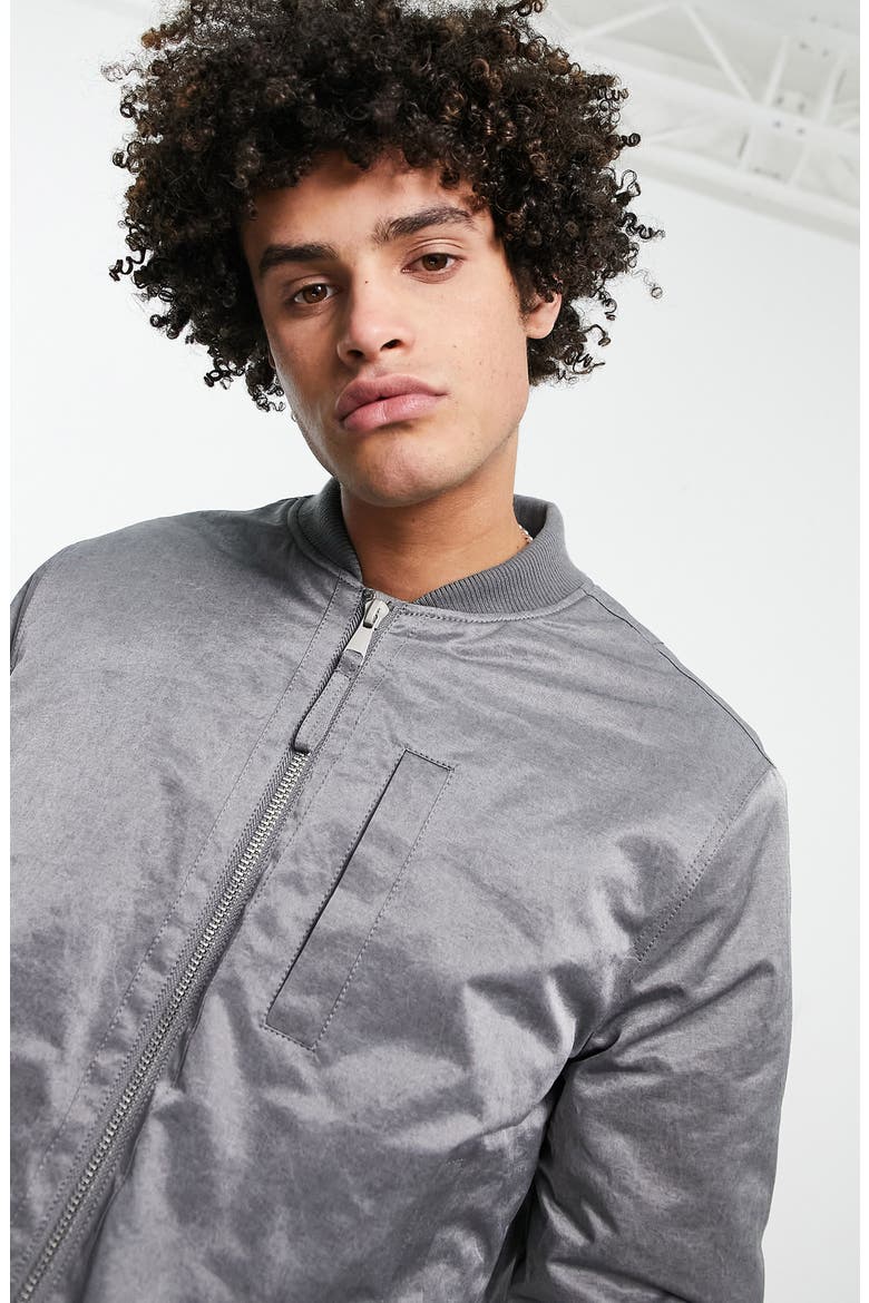 Washed Bomber Jacket, Alternate, color, CHARCOAL
