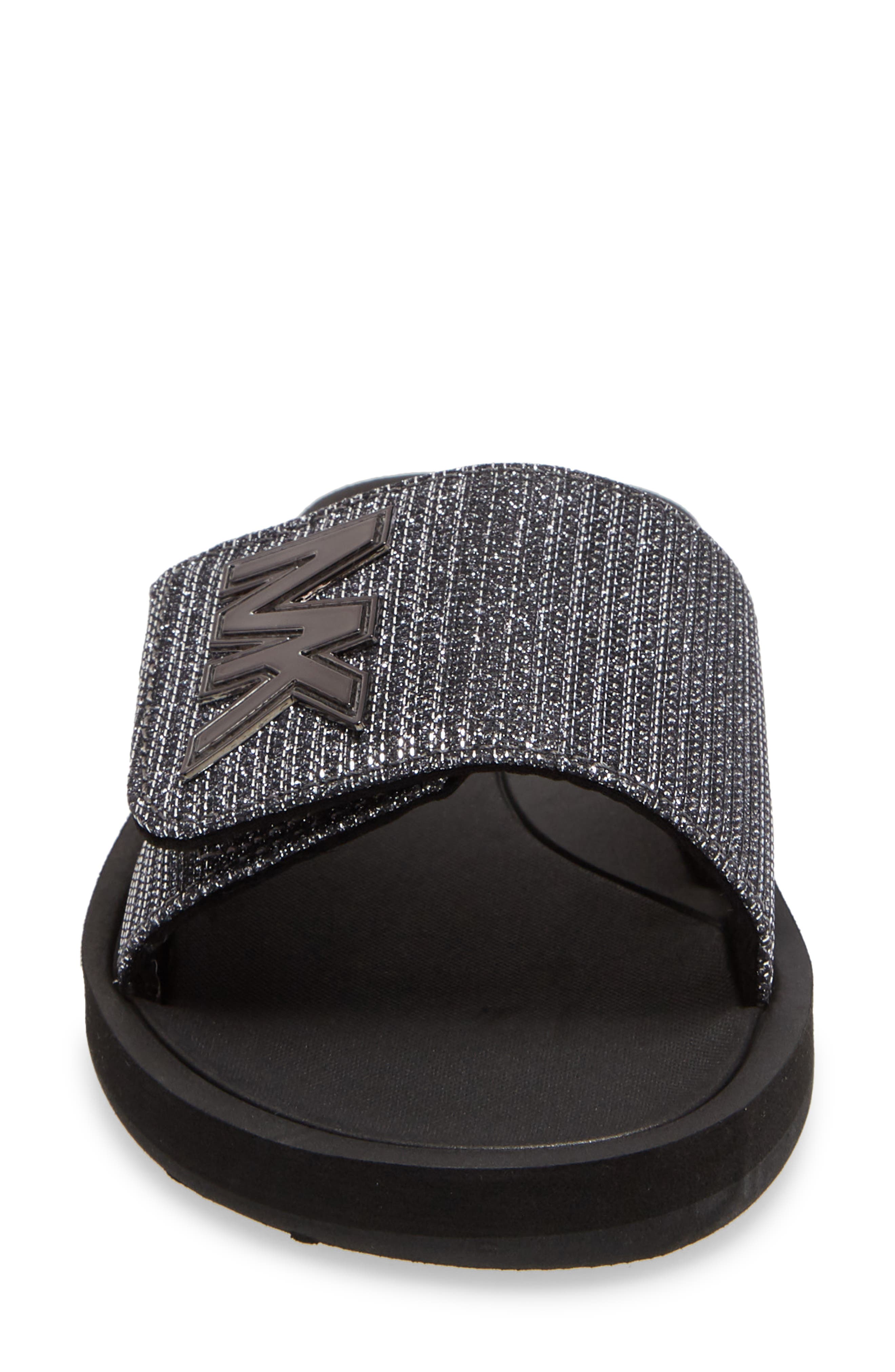 MK Logo Slide Sandal, Alternate, color, GUNMETAL