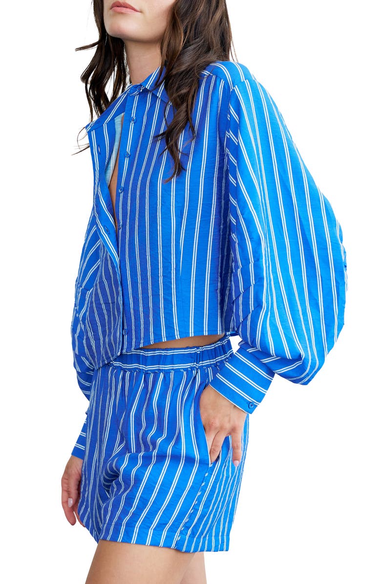 CIEBON Brielle Boxy Button-Up Shirt, Alternate, color, Blue