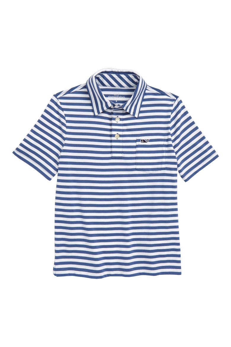 Pinstripe Jersey Polo, Main, color, MOONSHINE