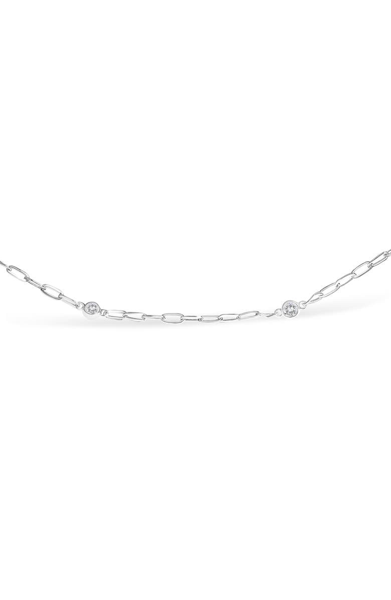 Haus of Brilliance 14K White Gold 1/2 Cttw Diamond Bezel Station Paperclip Chain Necklace, Alternate, color, White