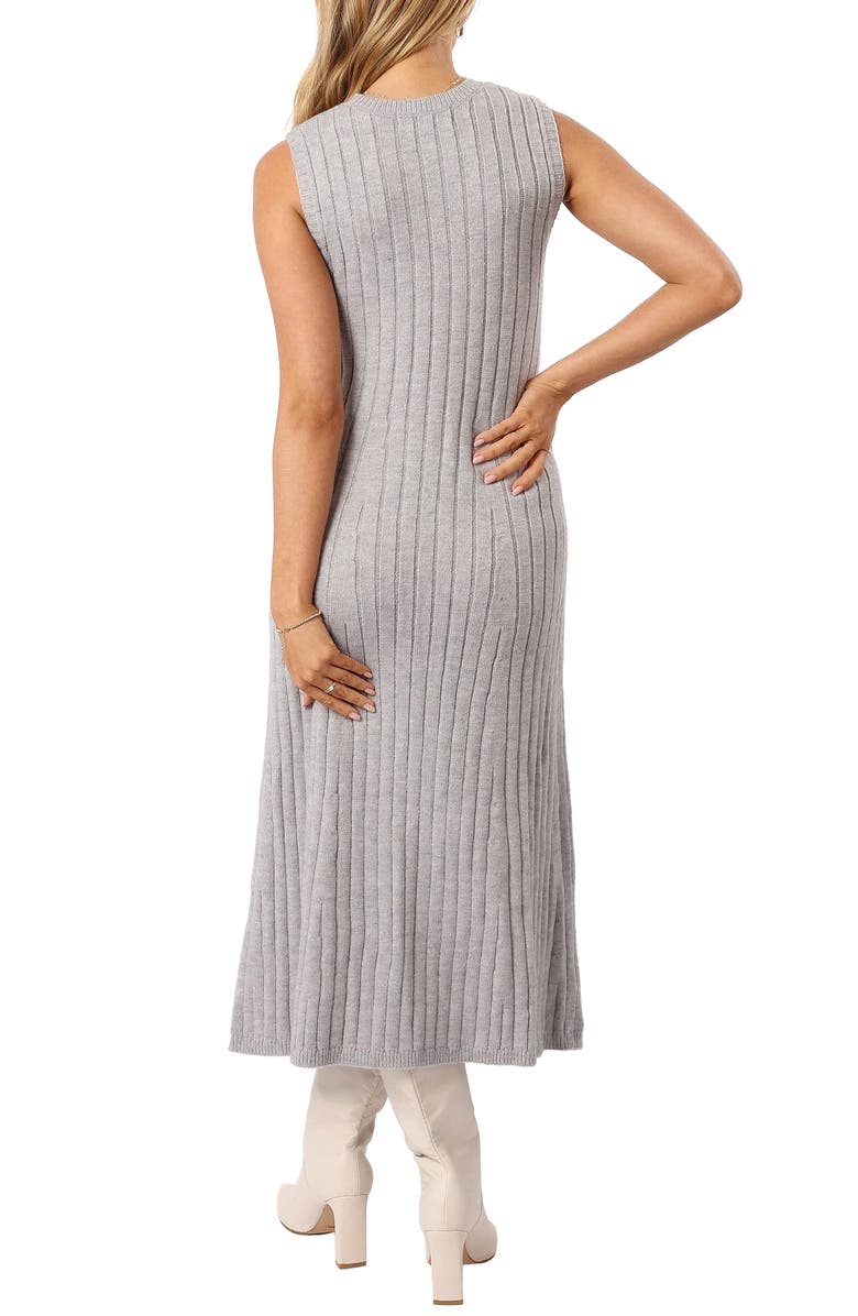 Petal & Pup Kellie Sleeveless Rib Midi Sweater Dress, Alternate, color, Grey