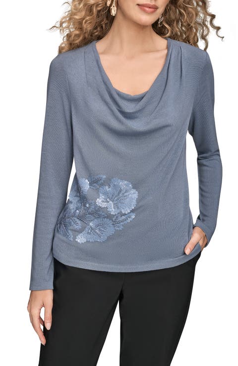 Sequin Cowl Neck Top