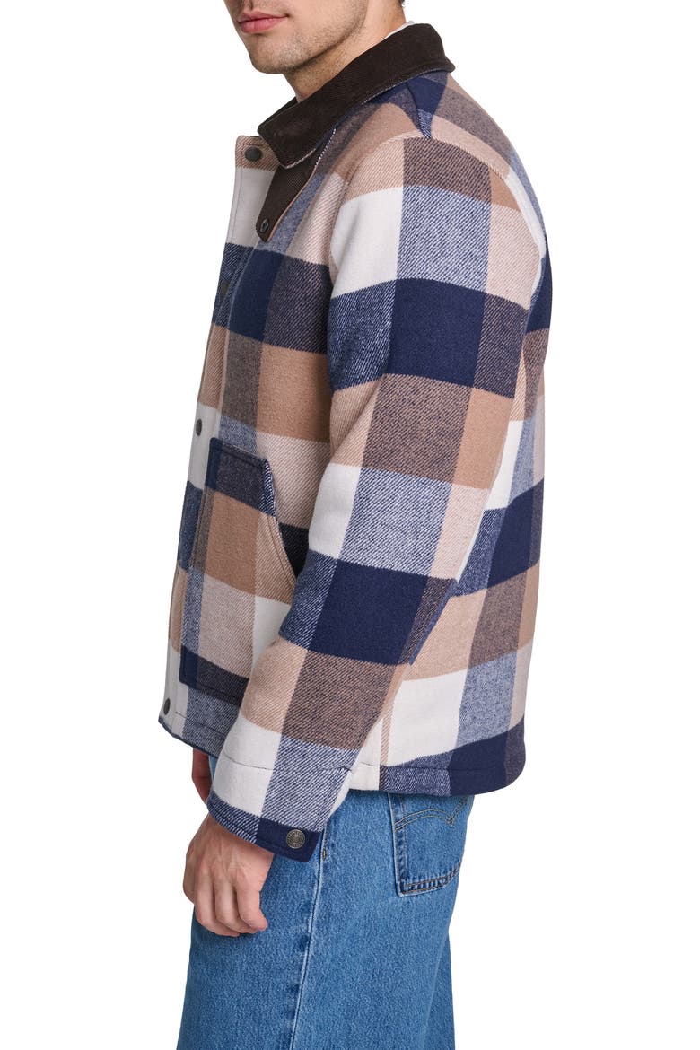 Corduroy Collar Barn Jacket, Alternate, color, TAN/ NAVY PLAID