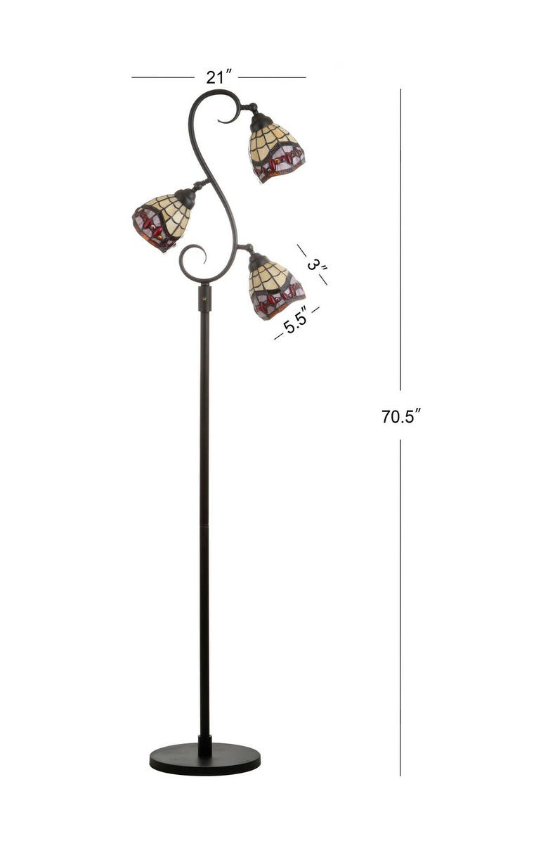 JONATHAN Y Walker Tiffany-Style 70.5" Multi-Light LED Floor Lamp, Bronze, Alternate, color, Bronze