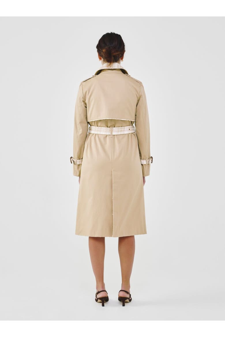 Twill & Tweed Contrast Trench, Alternate, color, Beige