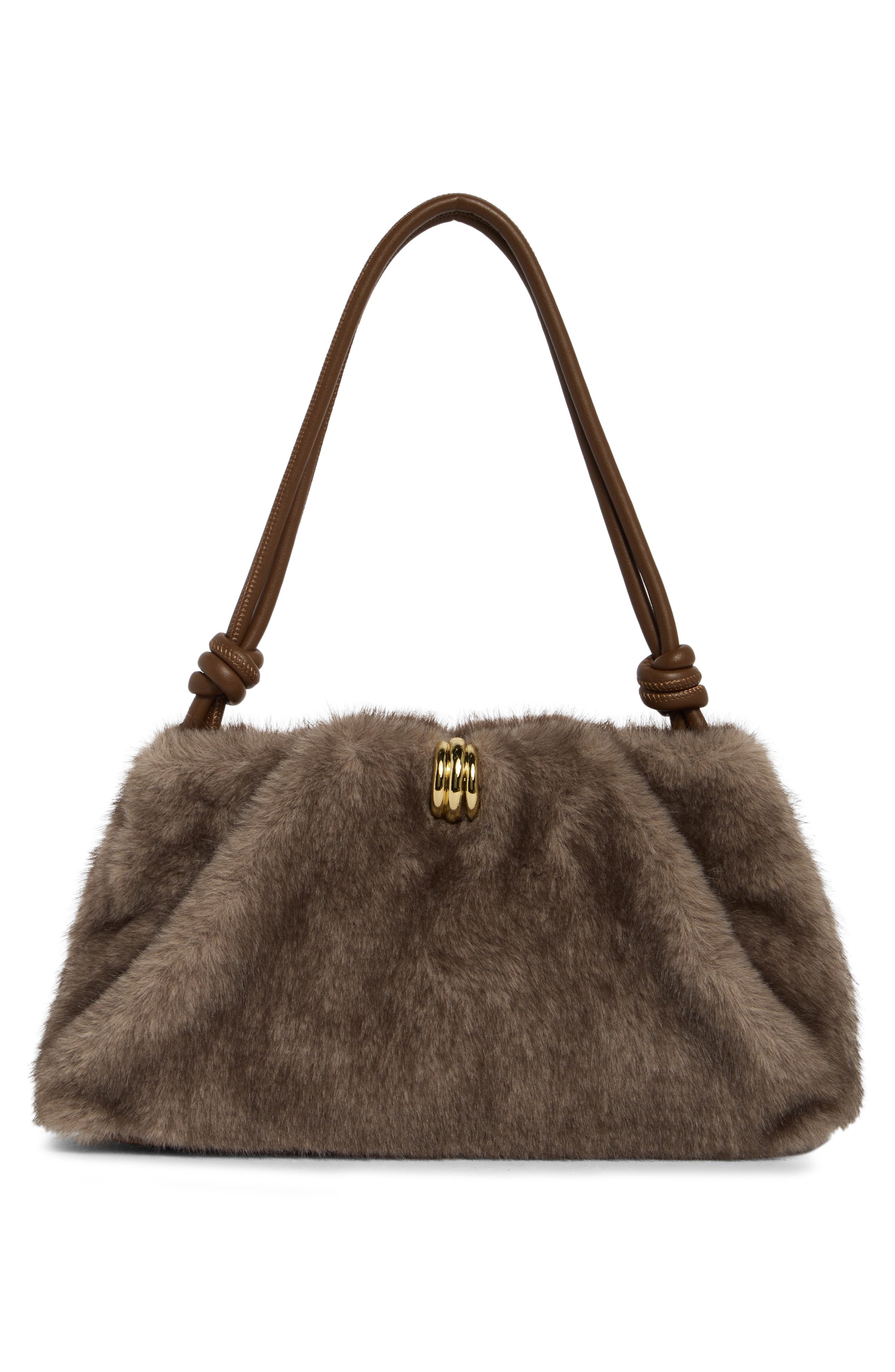 Ravel Faux Fur Shoulder Bag, Alternate, color, GREY