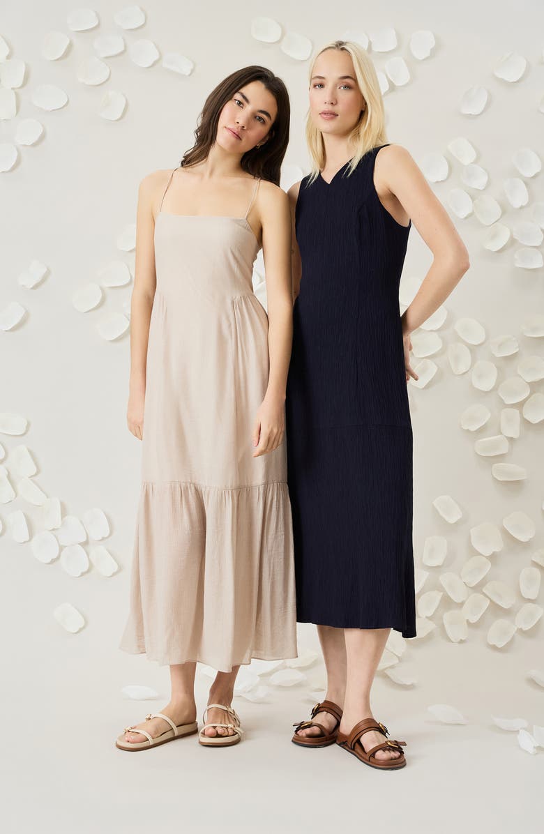 Luxely Fluid A-Line Midi Dress, Alternate, color, Navy