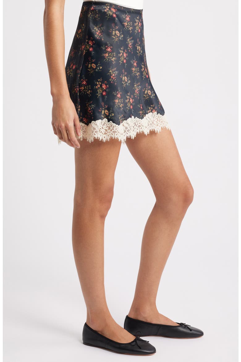 Giulietta Lace Trim Crepe Back Satin Miniskirt, Alternate, color, FLEUR DU PALAIS