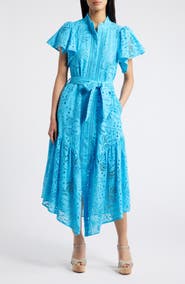 CIEBON Isabella Cotton Eyelet Maxi Shirtdress