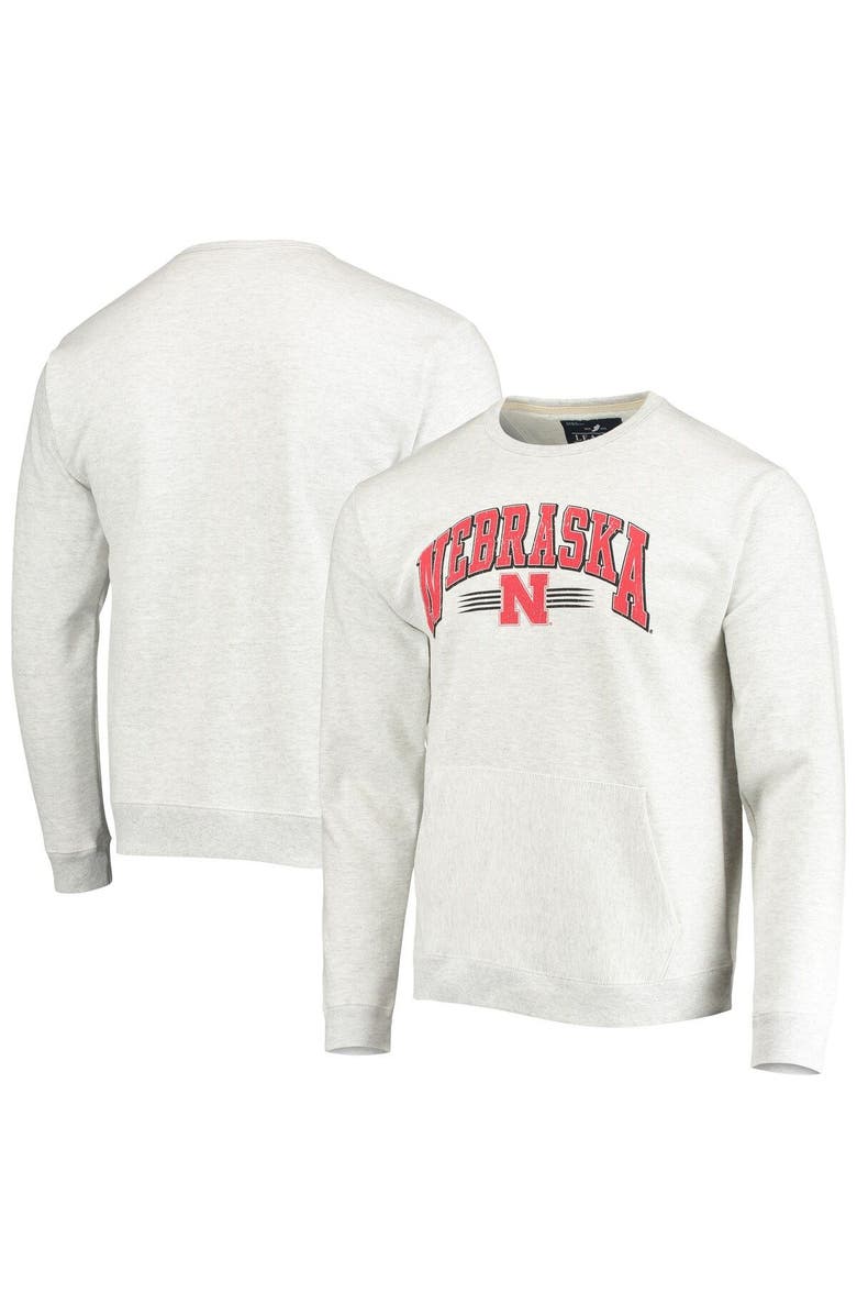 LEAGUE COLLEGIATE WEAR Men's League Collegiate Wear Heathered Gray Nebraska Huskers Upperclassman Pocket Pullover Sweatshirt, Main, color, 