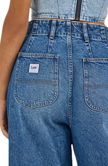 High Waist Pleated Wide Leg Jeans