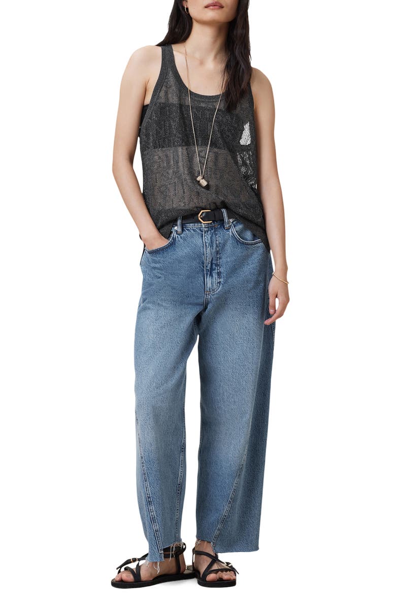 AllSaints Kaito Open Stitch Tank, Alternate, color, Carbon Grey