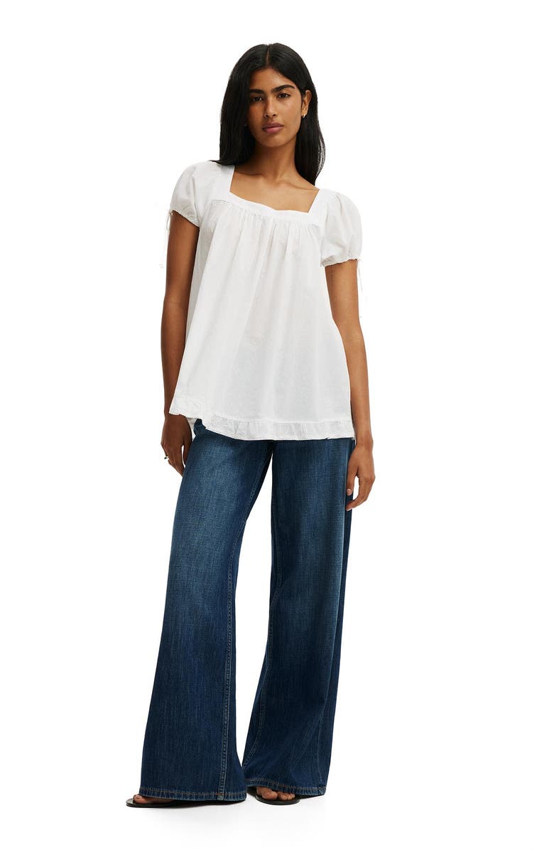 Cotton On Women's Eliza Babydoll Tunic Top, Alternate, color, White