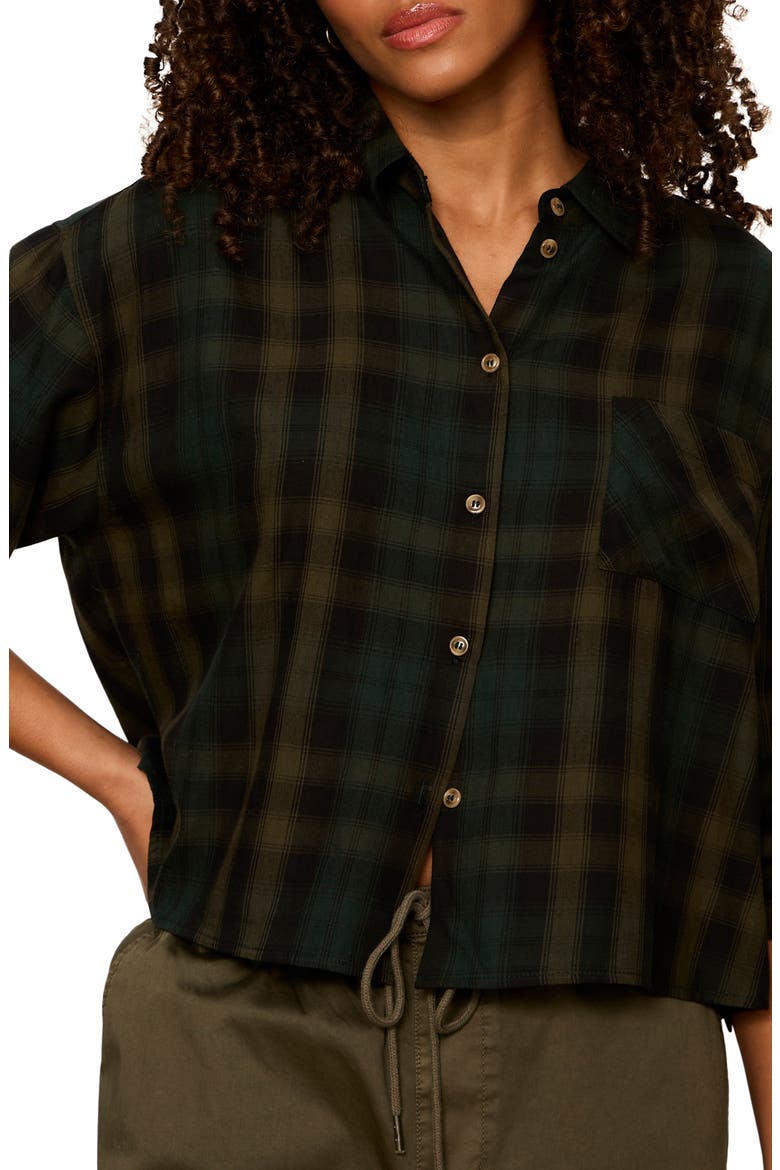 The Autumn Edit Flannel Shirt, Alternate, color, FOREST GREEN PLAID