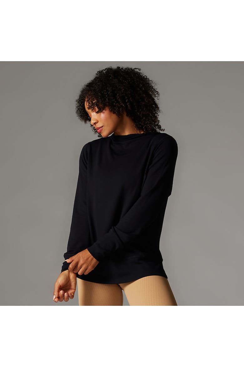 Cozy Funnel Neck Sweatshirt, Alternate, color, EBONY