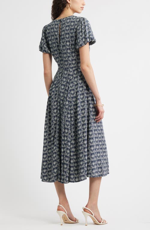 Chelsea28 Shirred Neck Puff Sleeve Midi Dress In Black
