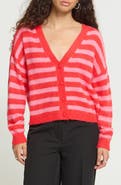 ICHI Striped V-Neck Cardigan