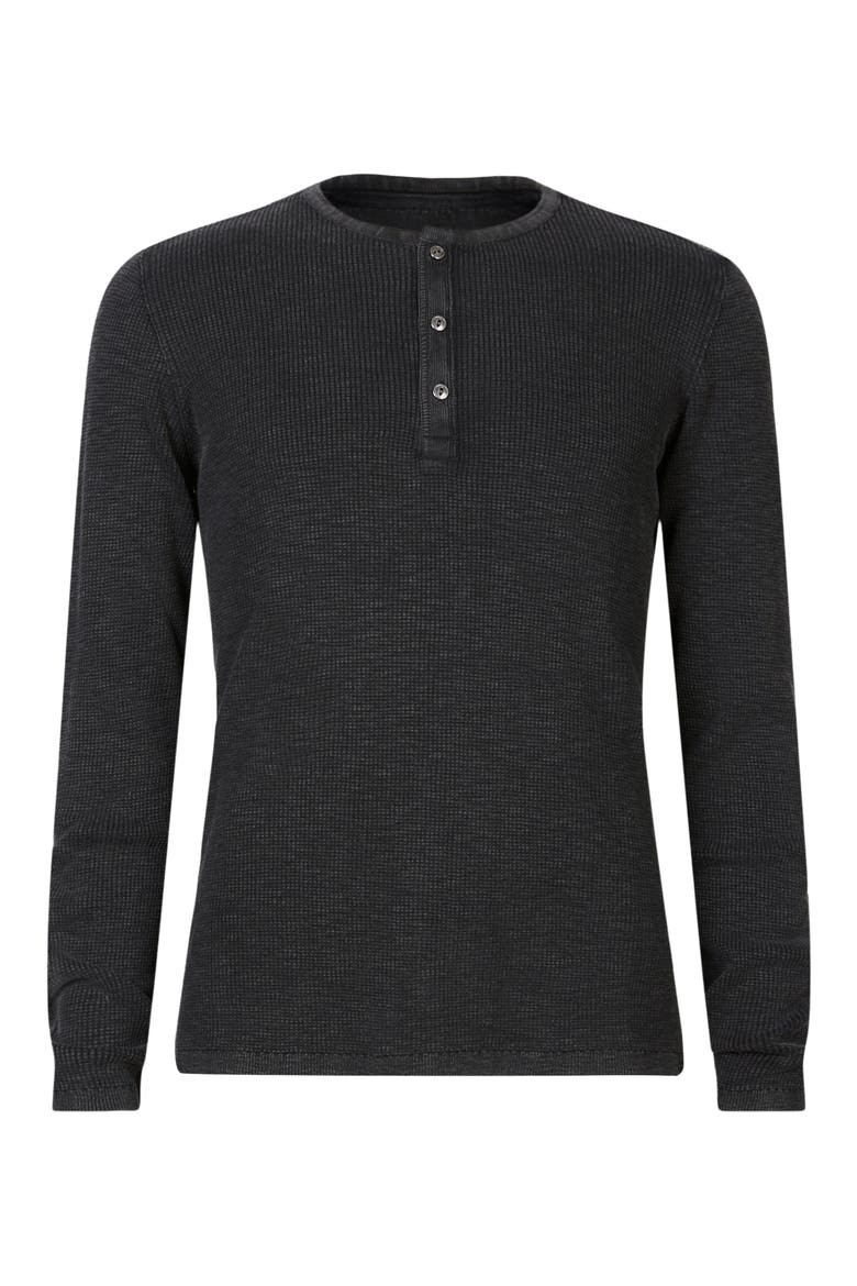 Memphis Waffle Long Sleeve Henley, Alternate, color, BLACK