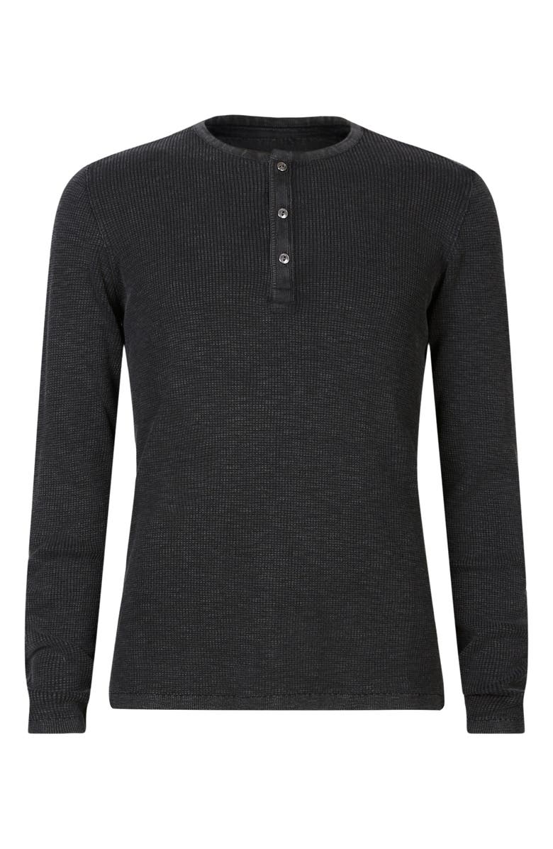John Varvatos Memphis Waffle Long Sleeve Henley, Alternate, color, Black