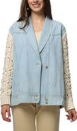 SAACHI Embellished Knit Sleeve Denim Jacket