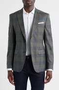 BOSS Hutson Slim Fit Grey Plaid Wool Sport Coat