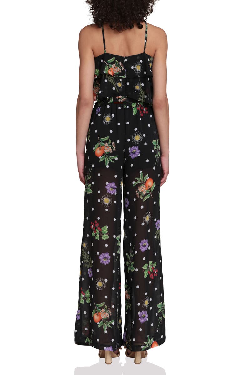 Avec Les Filles Rose Halter Neck Jumpsuit, Alternate, color, Black Scattered Botanical