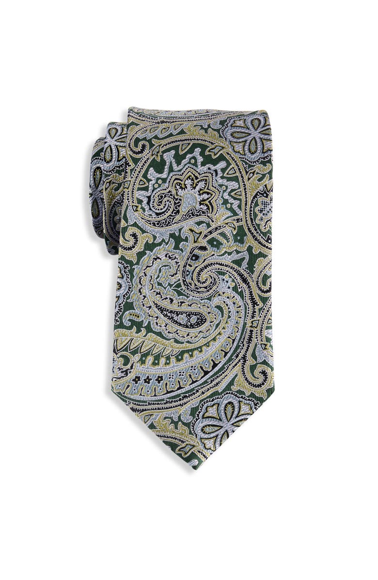 Oak Hill Premium by DXL Big & Tall Paisley Tie, Main, color, Green