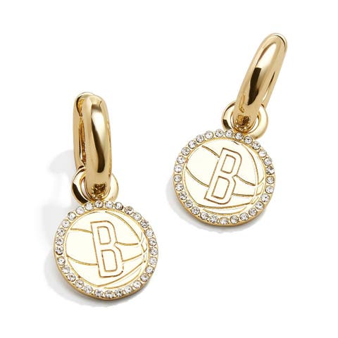 Brooklyn Nets Basketball Huggie Earrings