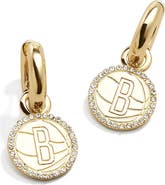 BaubleBar Brooklyn Nets Basketball Huggie Earrings