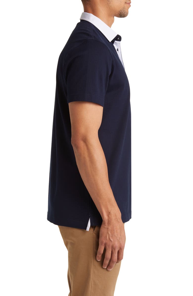 Lorenzo Uomo Trim Fit Stripe Collar Short Sleeve Polo, Alternate, color, 