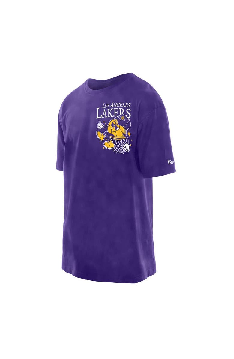 New Era Men's New Era Purple Los Angeles Lakers Old School Sport Enzyme Wash Oversized T-Shirt, Alternate, color, Purple