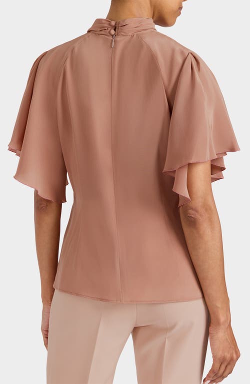 Santorelli Joyce Silk Mock Neck Blouse In Gold