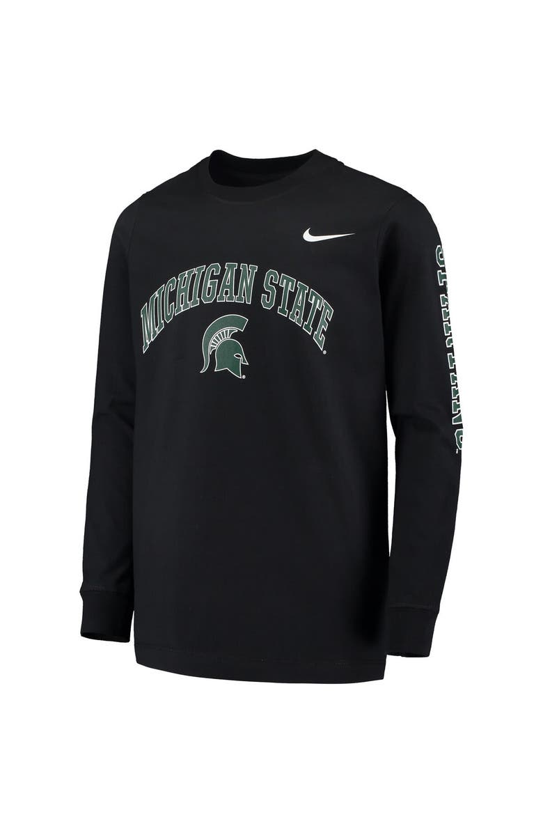 Nike Youth Nike Black Michigan State Spartans Arch & Logo 2-Hit Long Sleeve T-Shirt, Alternate, color, Black