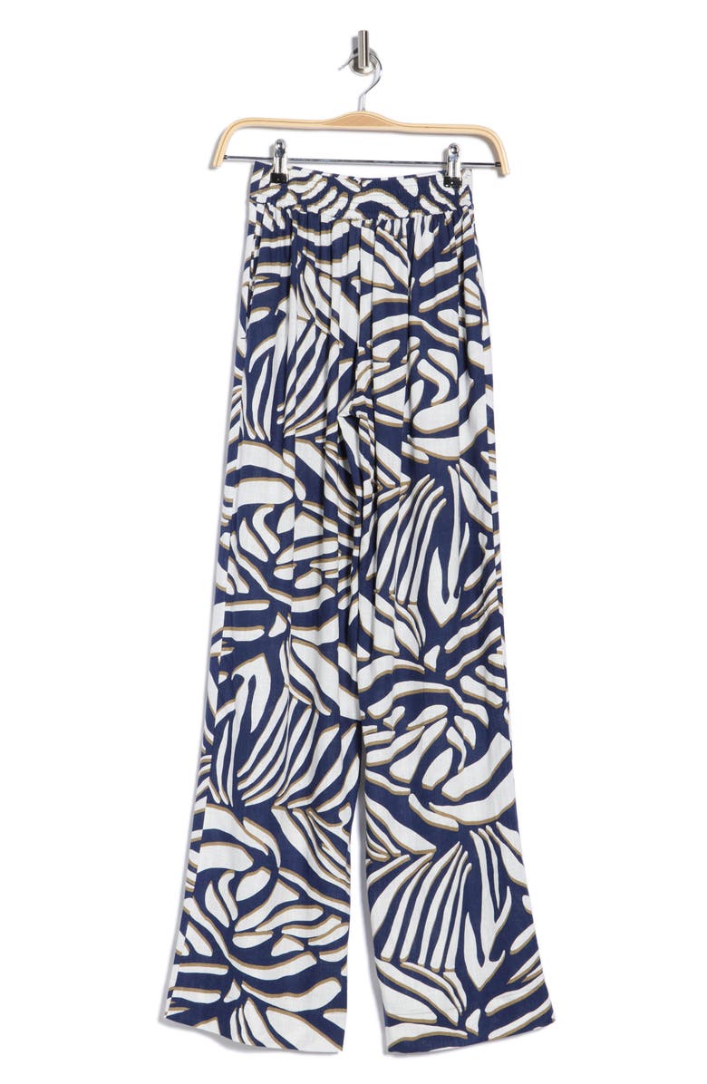 Diane von Furstenberg Dakota High Waist Wide Leg Pants, Alternate, color, Savanna Shadow Navy